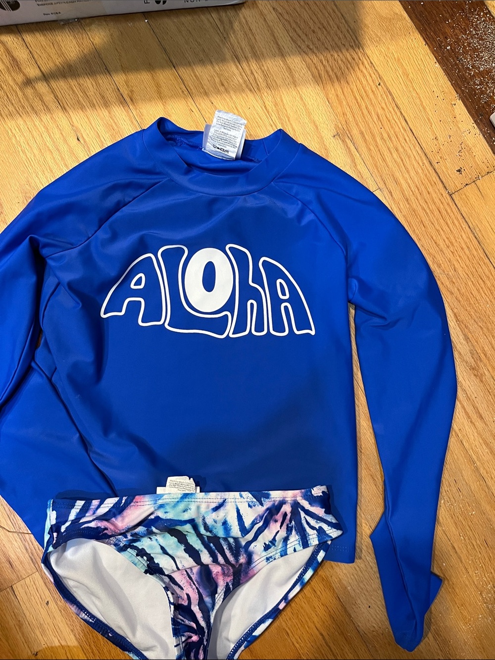 Kids Blue Aloha Long-Sleeve Rash Guard